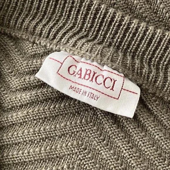 Vintage Gabicci Mens Wool Mix Jumper Taupe M Mountaineering Motif Pullover Retro - Picture 7 of 8